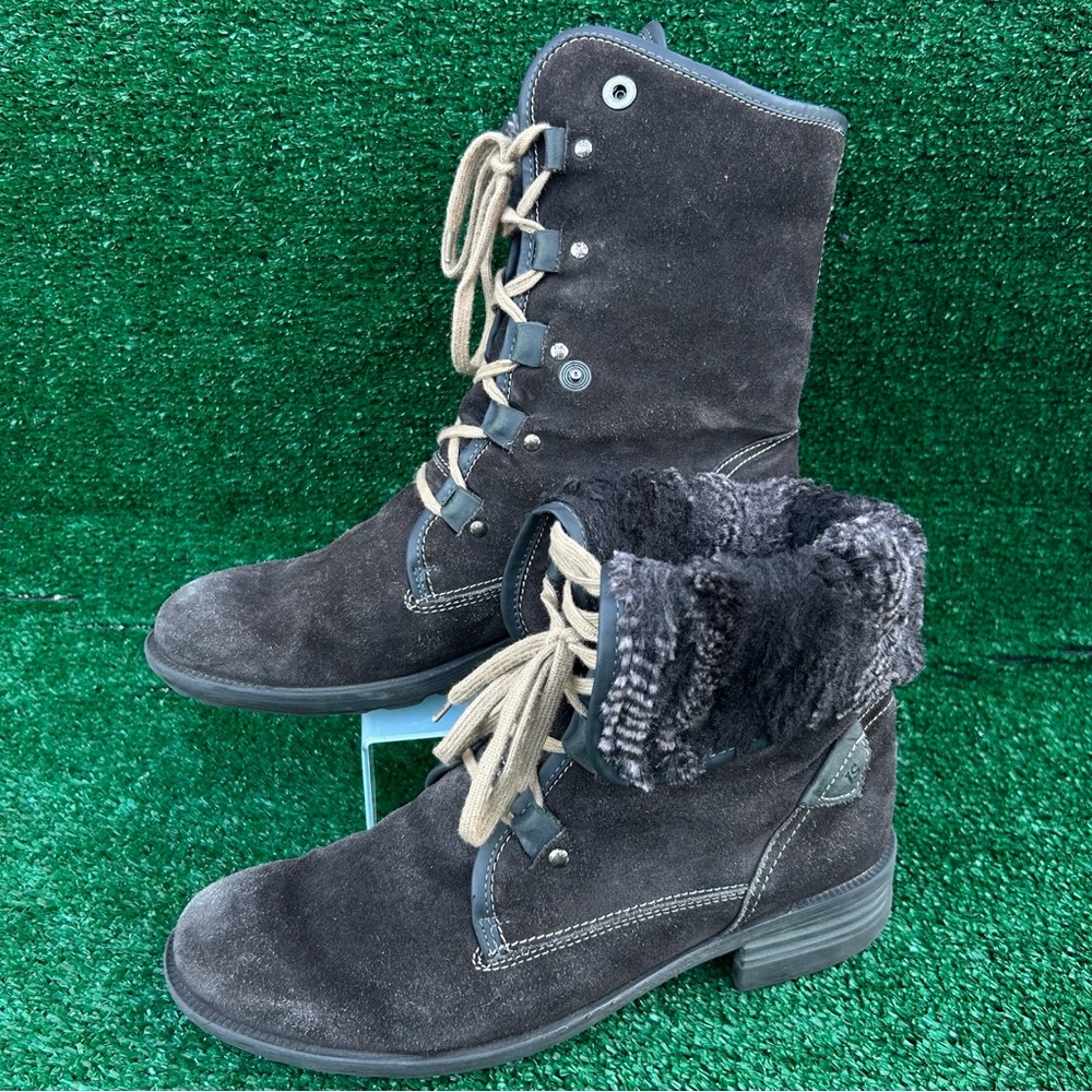 Josef‎ Seibel Sandra 04 Boots Womens 9 US 40 EUR Brown Suede Faux Fur Lined